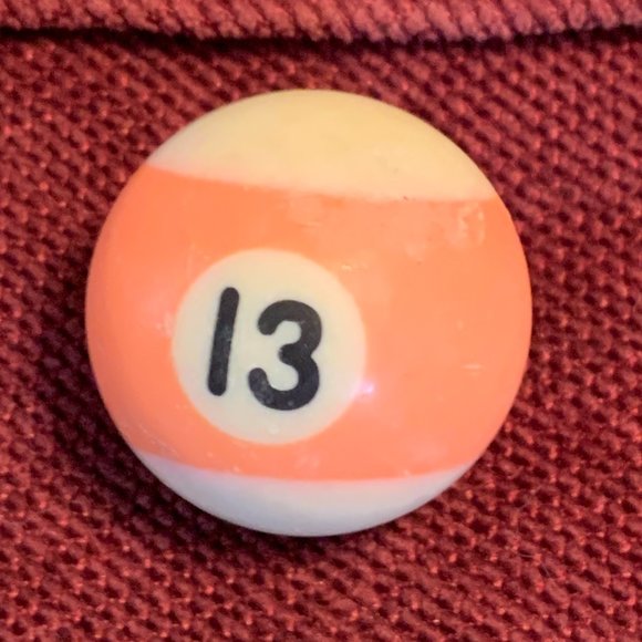 VINTAGE Mini Pool Ball #13 Striped Orange 1.5" Diameter Mini Billiard Replace - Picture 6 of 6